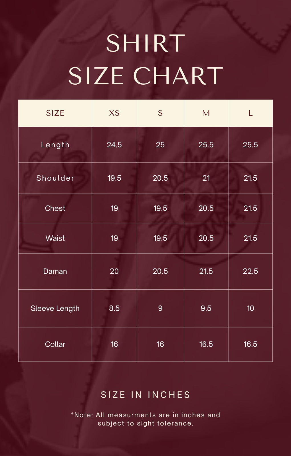 Size chart for Sun & Moon ☀️🌙