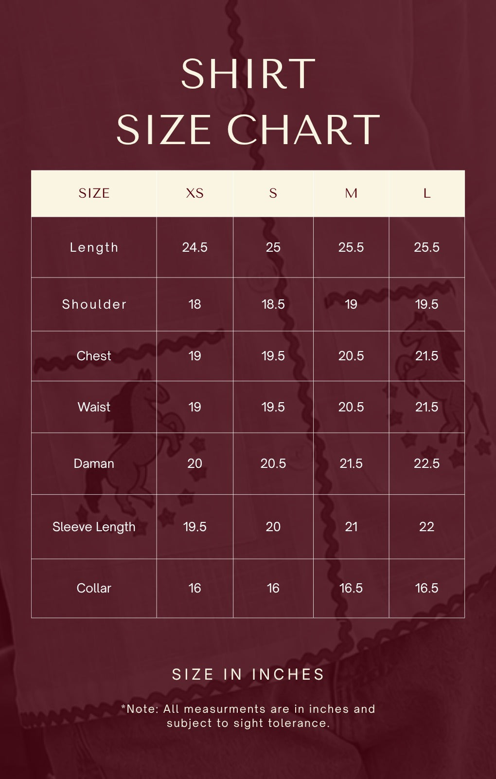 Size chart for The Alpine